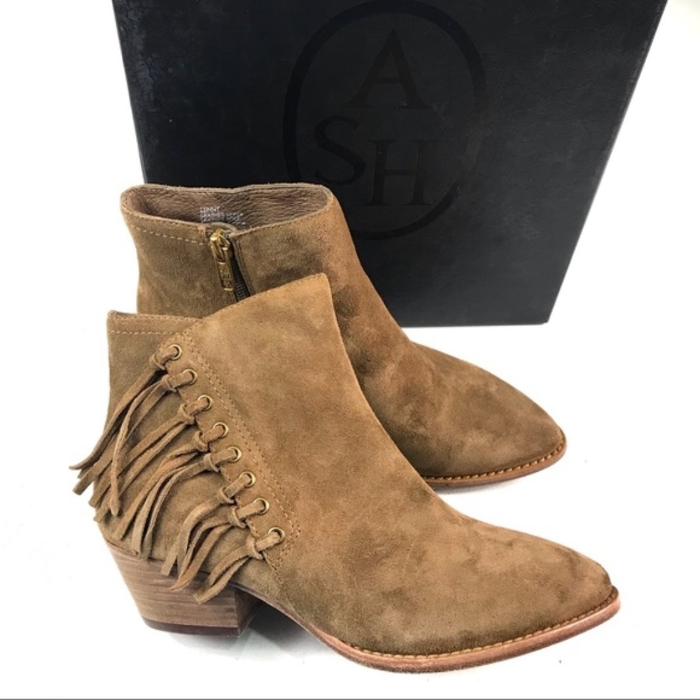 Ash Tan Suede Tassel Ankle Boots Size 37M